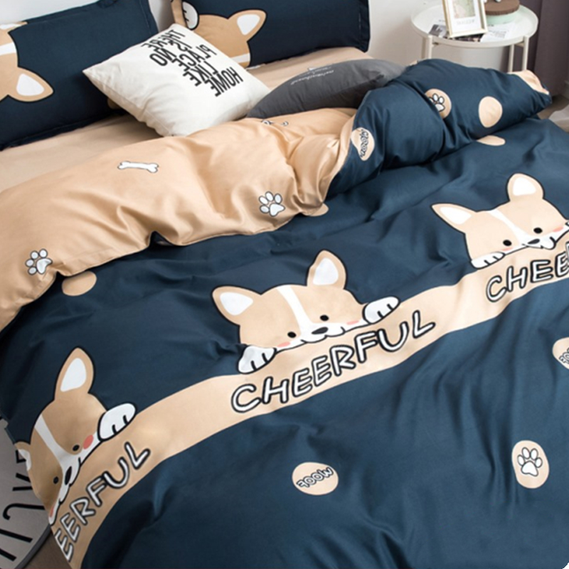 Baijialian washed cotton four-piece bedding summer quilt cover quilt student ice silk bed sheet three-piece male