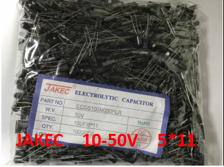JAKEC brand new aluminum electrolytic capacitor 50V10UF 50V 10UF 1000PCS bag = RMB24