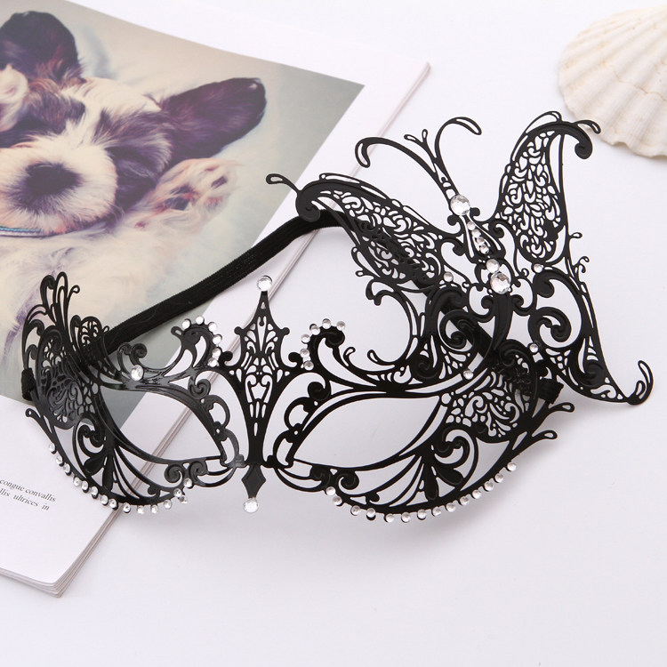 Venice Italian high-grade metal diamond mask half face side butterfly diamond metal mask