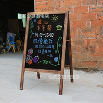 Solid wood vertical double-sided blackboard Shop restaurant type A windproof menu billboard outdoor publicity display blackboard