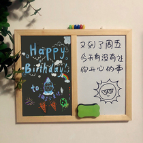 Solid wood frame dormitory household combination message blackboard hanging office writing notes whiteboard Cork pin notice board