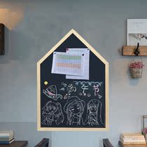 Wooden frame house styling blackboard wall hanging home childrens creative message note board roof Cork whiteboard green board