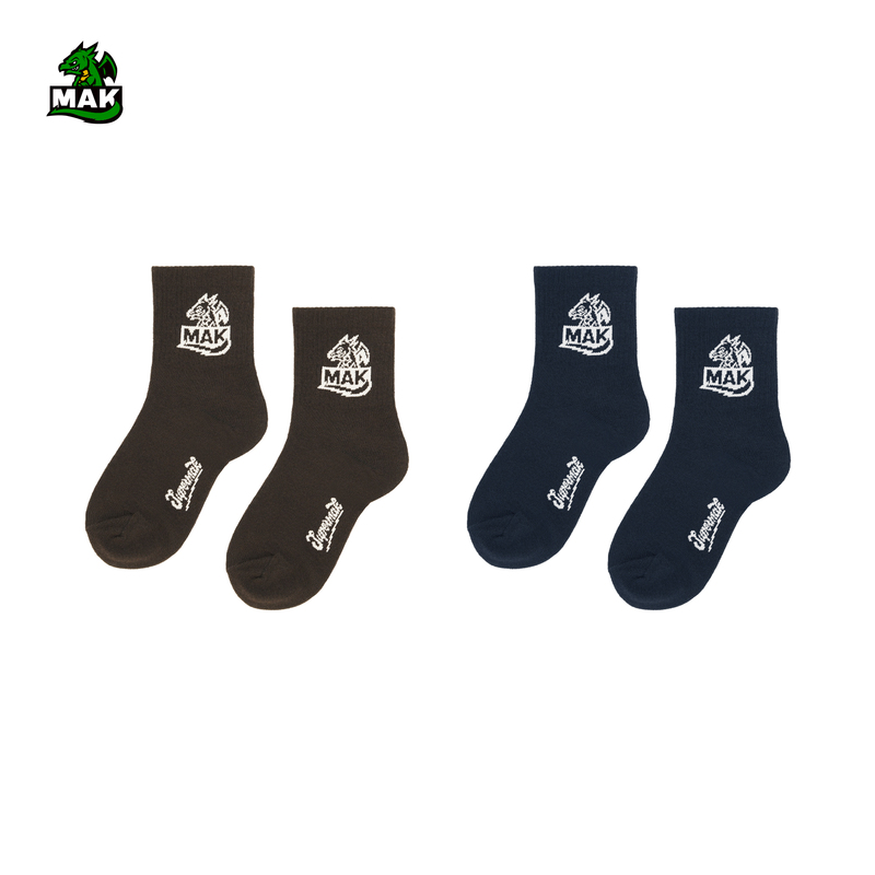 Mak「Socks」Children's Autumn Two-Color Brand Logo Jacquard Knitted Socks
