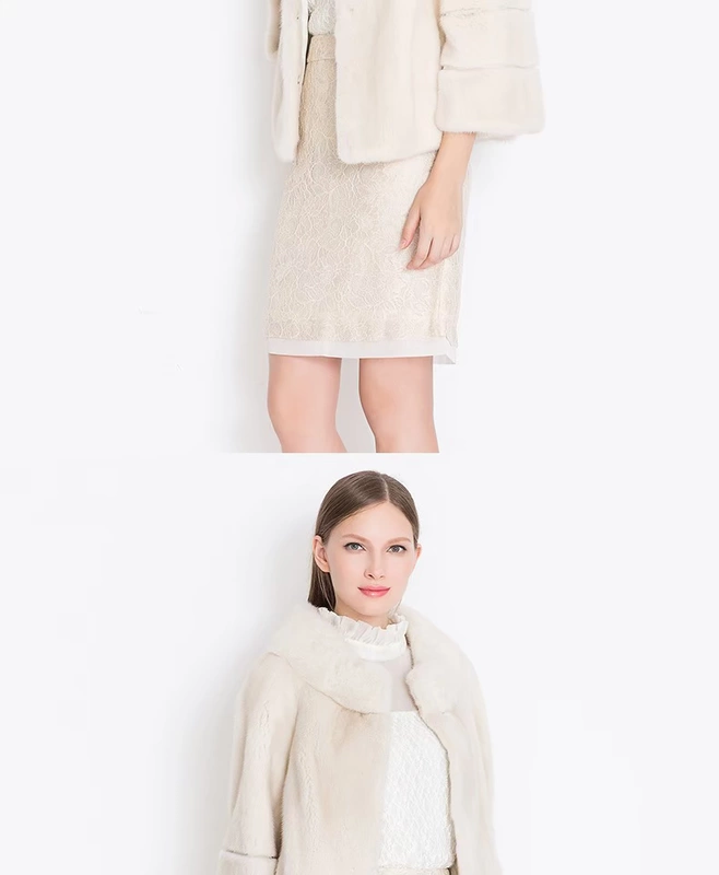 YINER Yiner cửa hàng truy cập mùa đông ba phần tư tay áo lông chồn sang trọng cổ áo lông lớn nữ - Faux Fur