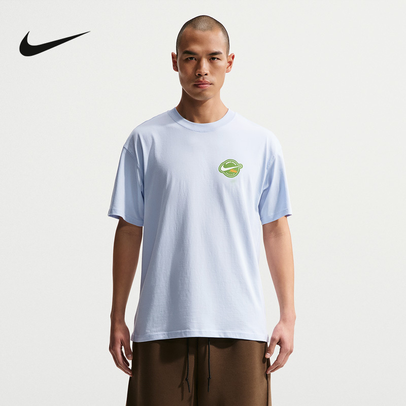 Nike Summer Men's T-Shirt with Printed Back, Cotton, Ribbed, Casual, Crew Neck, Short Sleeves Ir4965-407 Nike Summer Men's T-Shirt with Printed Back, Cotton, Ribbed, Casual, Crew Neck, Short Sleeves Ir4965-407