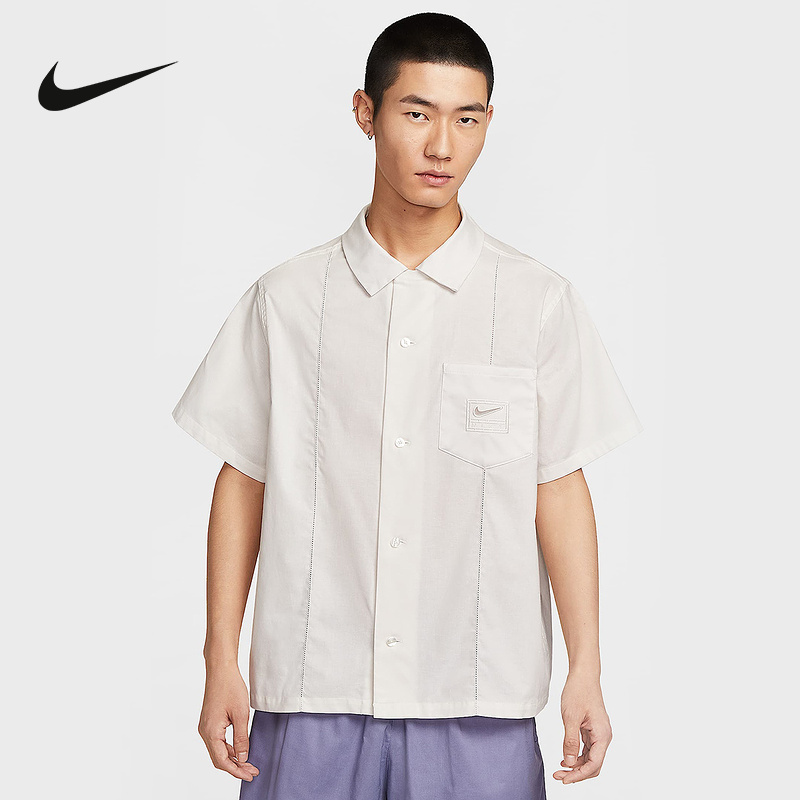 Nike Men's Short-Sleeved Shirt Summer Casual Breathable Loose Embroidered Lapel Sports T-Shirt Ih8663-030