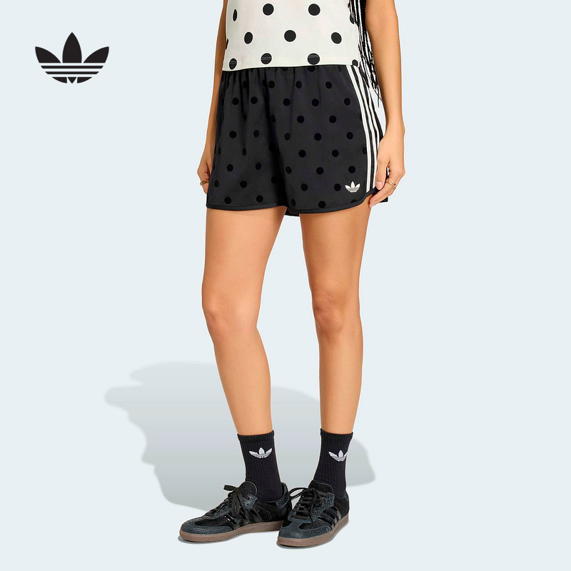 Adidas Adidas Trefoil Retro Polka Dot Three-Quarter Shorts 2026 Summer Women's Woven Sprint Shorts Kv1172 Adidas Adidas Trefoil Retro Polka Dot Three-Quarter Shorts 2026 Summer Women's Woven Sprint Shorts Kv1172
