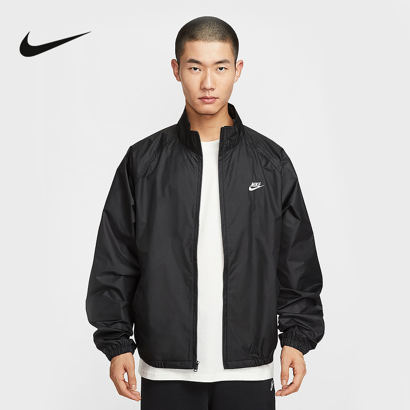 Nike Nike Jacket Men's 25 Autumn New Loose Sports Mesh Embroidery Black Stand Collar Jacket Hv1140-010