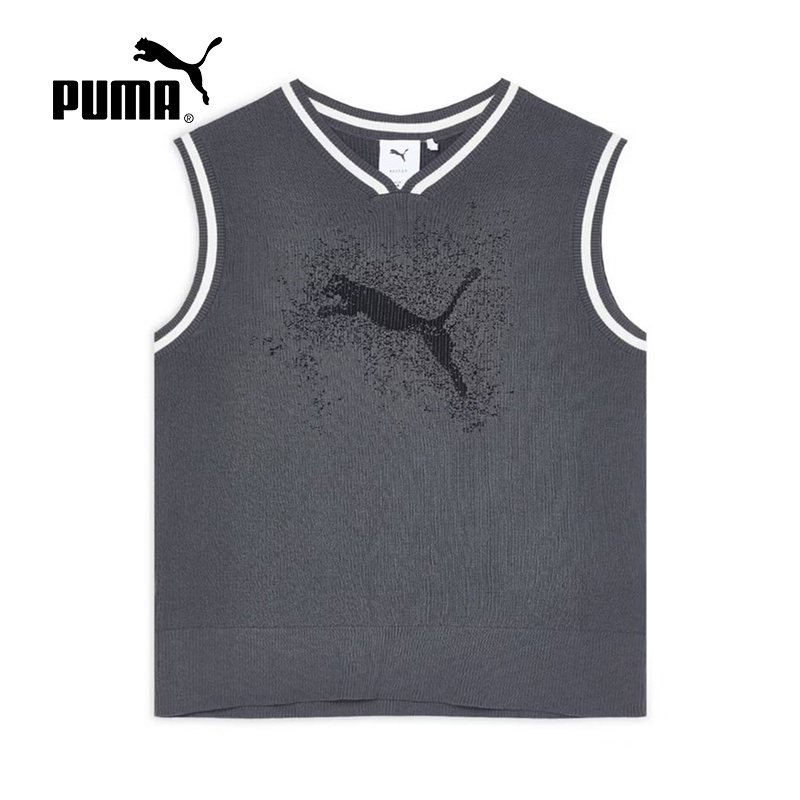 Puma Summer Women's Casual Vest Top Gray Slim-Fit Casual Knitted Sleeveless Vest 639853-34 Puma Summer Women's Casual Vest Top Gray Slim-Fit Casual Knitted Sleeveless Vest 639853-34