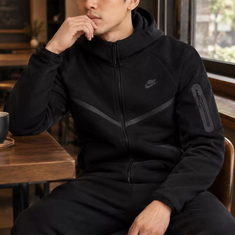 Nike Nike Hooded Jacket Men's Spring & Fall New Sportswear Black Running Knitted Jacket Hv0950-010