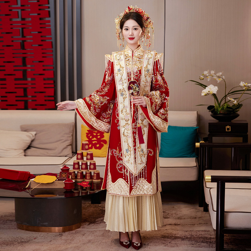 New Chinese-Style Hanfu Ming-Style Bridal Wedding Dress Xiuhe Suit 2026 New Chinese-Style Wedding Phoenix Crown and Robe Wedding Dress