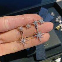 Pure PT950 Platinum Imported Mosanstone Group Inlaid Beijal Nail AU750 Rose Gold Earrings Pure Silver Star Identical