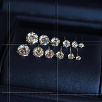 PT950 platinum imported D-color moisanshi pure 18K rose gold three-claw screw screw male and female earrings can pass the drill pen