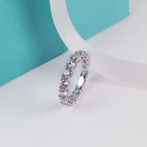 pure PT950 platinum USA imports D color mosanstone group inlaid with diamond ring pure silver round row drilling ring ring