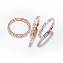 18K white gold USA imported mosanstone group inlaid with diamond ring AU750 rose gold laminated wearing ring pure silver ring