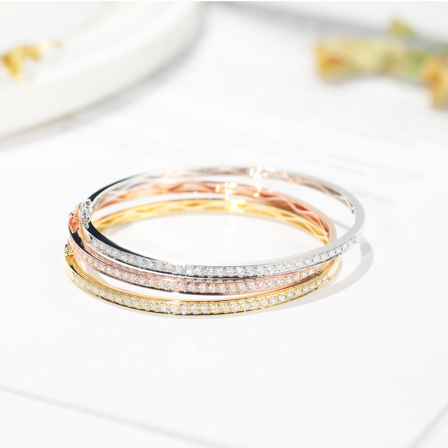 18K platinum imported moisanishi single row Diamond AU750 rose gold gold bracelet bracelet fashion gift for girlfriend