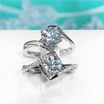 PT950 Platinum Studded US Imports Mossan Diamond ring 1 carat twist arm micro-inlaid to make it kiss coursing girl ring