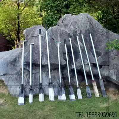 Tree digging steel shovel reinforcement with handle tree spade seedling shovel quenching manganese steel digging hoe root special external garden tool