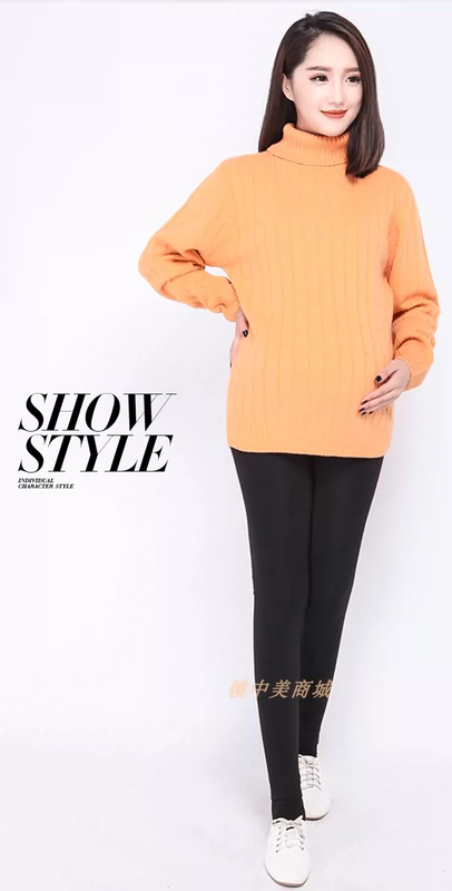 Quần legging bà bầu cộng với nhung dày mùa thu đông mẫu cộng với phân bón để tăng quần cotton màu đen cho bà bầu đầy đủ - Phụ nữ mang thai quần / quần bụng