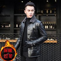 2020 winter new Haining leather mens fashion Korean version of the trend slim motorcycle leather jacket young and middle-aged business jacket