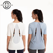 American DYI sports fitness casual back stitching hollow breathable fashion and comfortable short-sleeved T-shirt yoga blouse