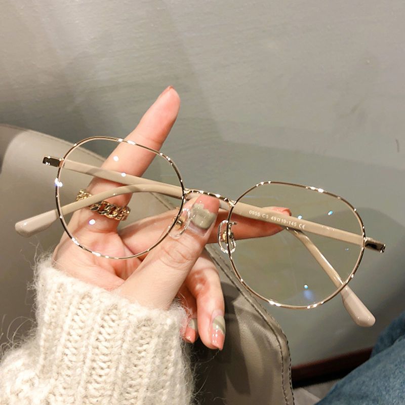 Small red book identical gold wire milk curry small face glasses multilateral line of view mirror female pure desire small frame student eye frame-Taobao