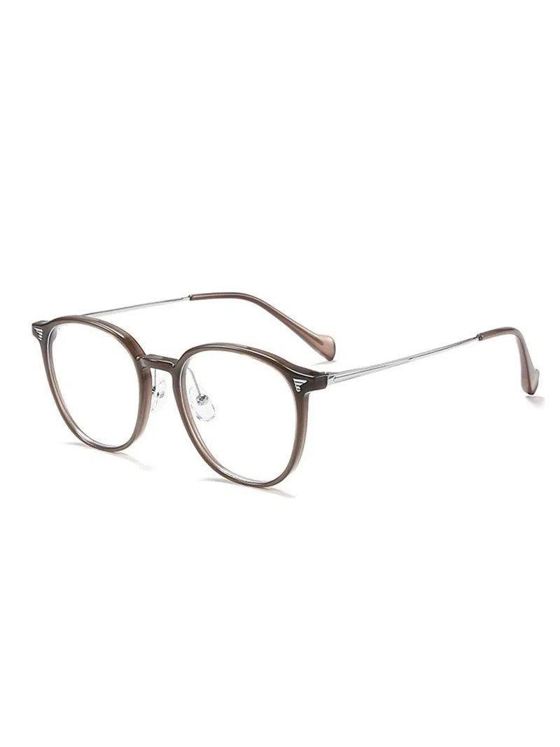 Ultra-Light Photochromic Prescription Glasses for Women, Brown Round Frame, Slimming Effect, Natural Look, Non-Prescription Glasses for Men, Korean Style Trendy