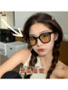 So Beautiful! Black-Framed Photochromic Glasses for Women, Perfect for Everyday Wear Without Makeup, Slimming Effect, Brown Non-Prescription Glasses for Men, Trendy
