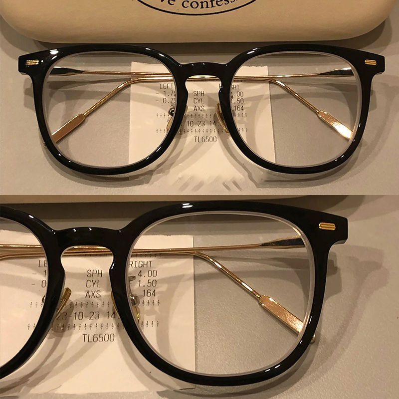 Xiaohongshu-Style Glasses for Women, Enhance Complexion, Retro Prescription Glasses for Men, Popular with Students, High Aesthetic Value, Black Frame
