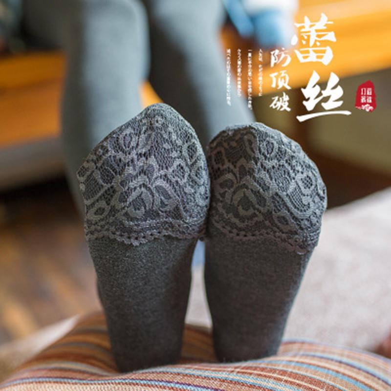 Autumn-winter new beating underpants plus suede thickened beating bottom socks cotton High waist lace Japanese Warm Pants Socks Woman Slim Leg Socks-Taobao