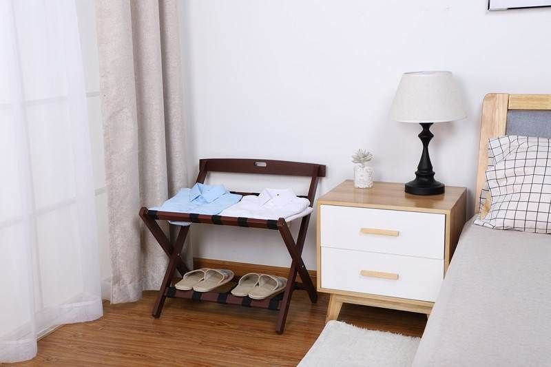 Khách sạn cao cấp nhà có thể gập sàn hành lý giá lưu trữ kệ khách sạn đồ nội thất phòng gỗ rắn - Nội thất khách sạn giường khách sạn