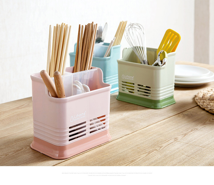 Nhà bếp để bàn kẹo màu ngăn rỗng đũa lồng sáng tạo nhà bếp đũa đũa dao kéo cống lưu trữ đũa giá - Đồ ăn tối dĩa nhựa