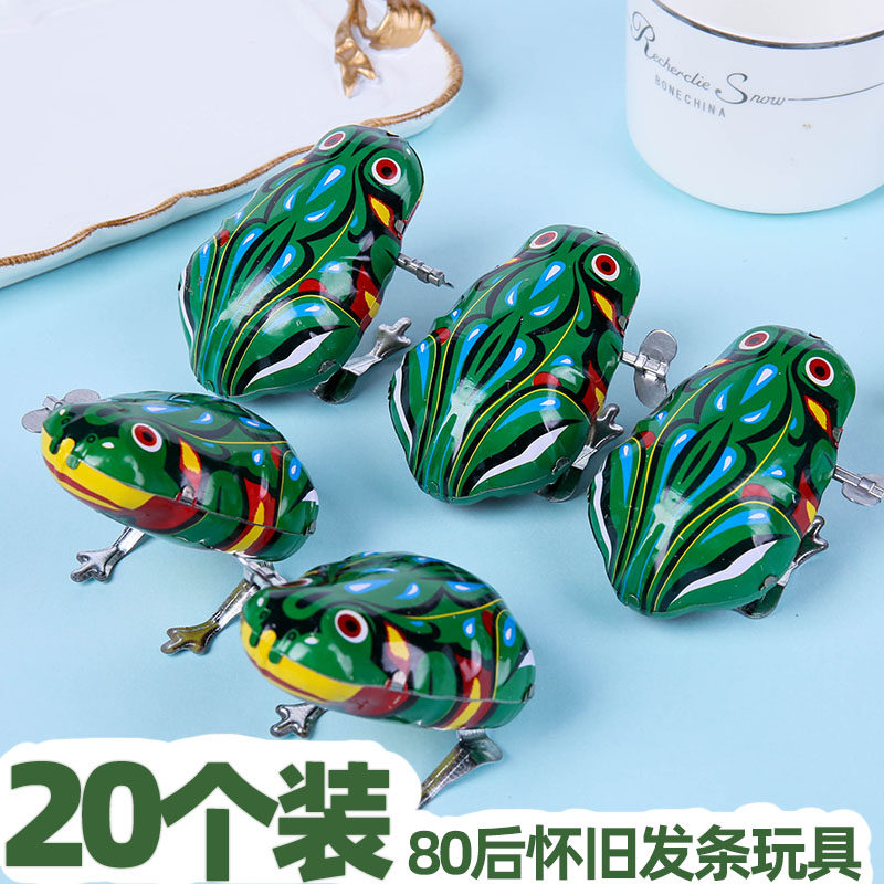 Iron Sheet Frog Toy Small Frog 80 rear nostalgic toy Children's gift clockwork Jumping Frog Animal Bounce