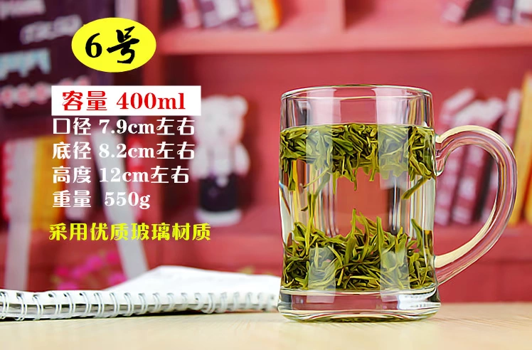Sáng tạo cốc thủy tinh dày trong suốt chịu nhiệt dung tích lớn có tay cầm cốc nước có nắp cốc trà cốc quà tặng cốc gia đình - Tách