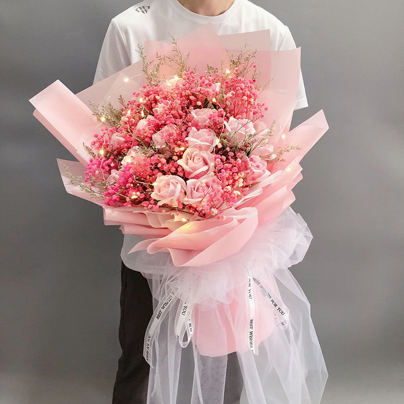 Memorial Day Gift Female Teacher Light Luxury Gift Gypsophila Dry Flower Bouquet Rose Girl Girlfriend Birthday Gift