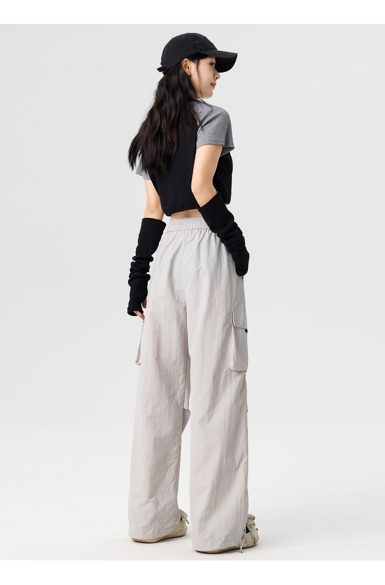 Q work unisex, couple, American straight tube parachute pants, high waist, casual, wide leg, quick drying, sport_voghion.com