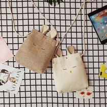 Walk mobile phone Small bag Summer new Japanese Slant Satchel Bag 100 hitch Cartoon Canvas Single Shoulder Bag Original mobile phone bag Jane