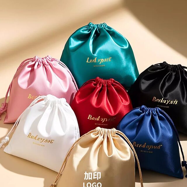Jewelry Packaging Satin Bags, Smooth Silk Drawstring Bags, Skincare Product Gift Storage Dustproof Drawstring Bags Wholesale