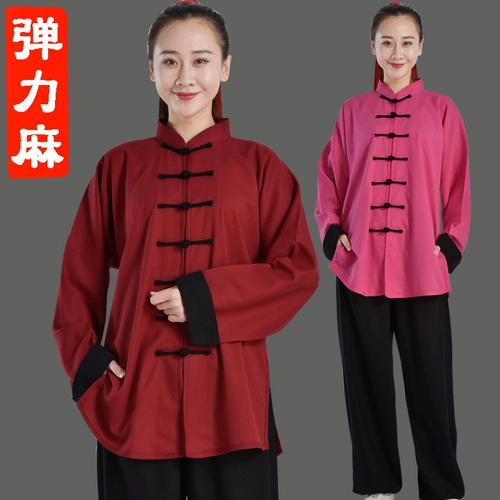 恒树 Эластичный осенний костюм для боевых искусств, спортивная одежда, из хлопка и льна, китайский стиль