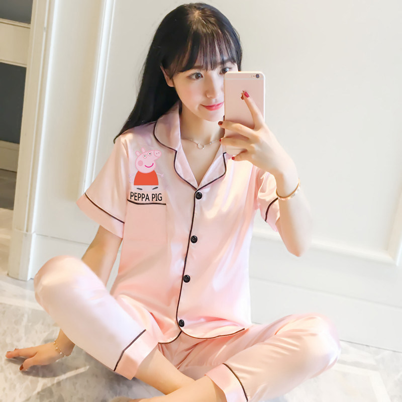 Pajamas Spring Autumn Ice Screen Sexy Code Summer Thin Clothes for Cute Students Simulation Silk Trousers Home Clothes