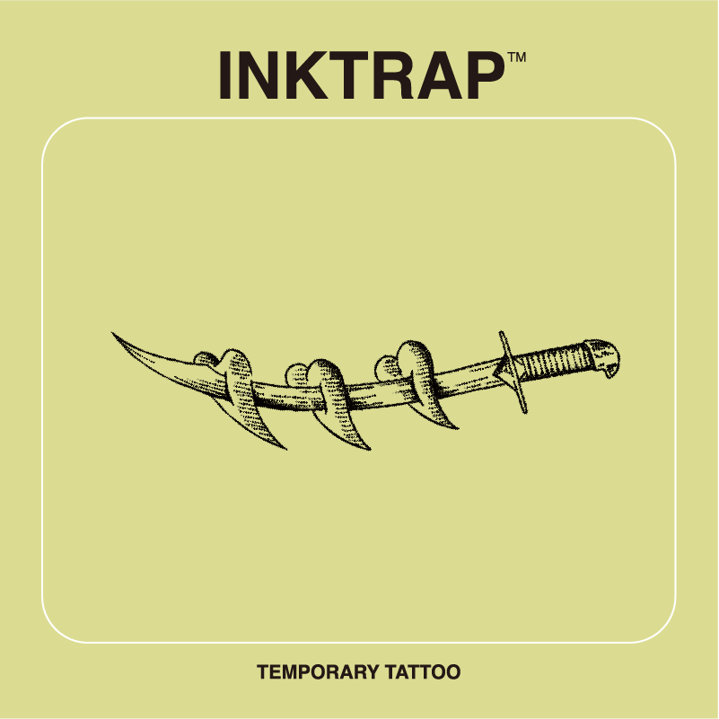 Inktrap Ink Trap Waterproof and Long-Lasting ins Herbal Tattoo Stickers Heart Knife 7.3*1.7cm