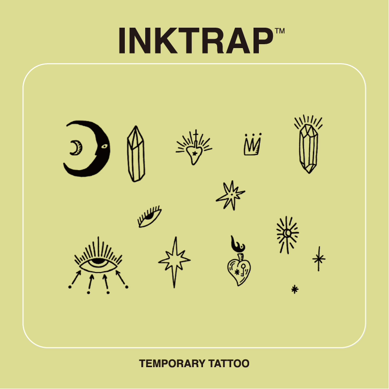 Inktrap Ink Trap Waterproof and Sweat-Proof Long-Lasting Herbal Tattoo Stickers Mini Pattern Combination 5*8cm