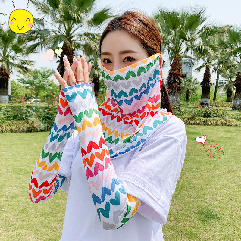 Japanese Elegant Winds and Ins Female Veil Ice mask Facial Shade 100 lap sleeves Anti UV autumn and winter