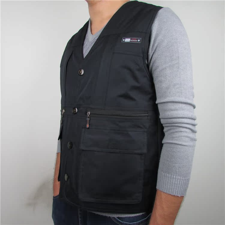 Mùa thu và mùa đông mẫu vest nam trung niên và già dày lông cừu cộng với áo nhung nhiều túi vest vest ấm áo khoác đông nam