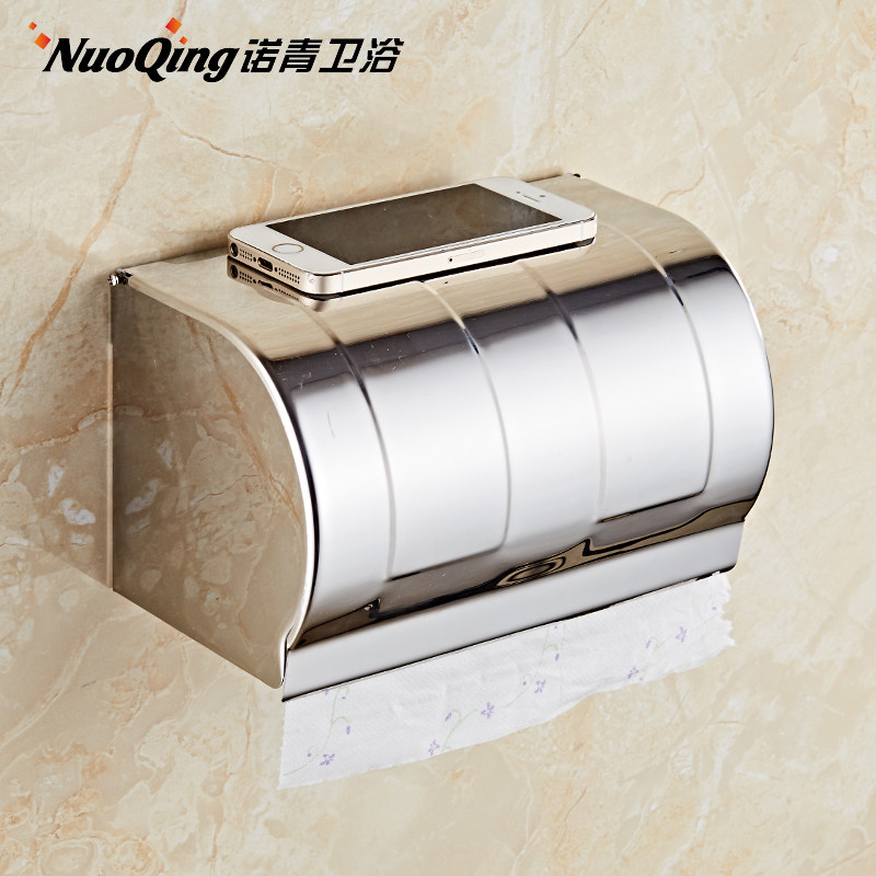 Nuoqing toilet tissue box powder room toilet paper box stainless steel waterproof roll toilet paper holder punch-free bathroom creative removable toilet paper