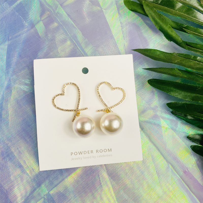 Korean jewelry heart-shaped pearl earrings fashion jewelry does not accept returns