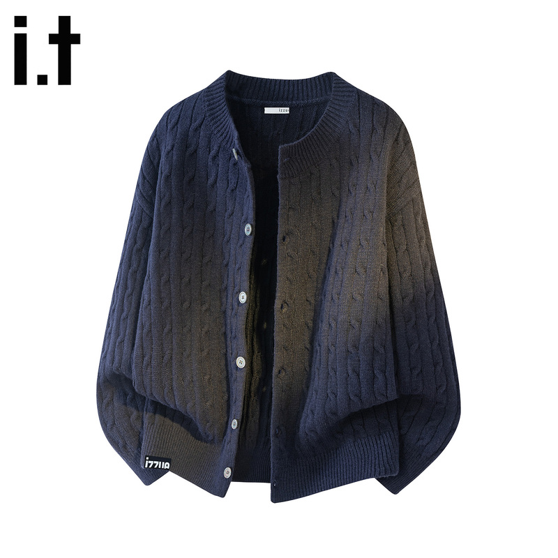 It Izzue American Retro Knitted Sweater for Men in Navy Blue, Japanese Style, Simple and Versatile Casual Cardigan Jacket for Men It Izzue American Retro Knitted Sweater for Men in Navy Blue, Japanese Style, Simple and Versatile Casual Cardigan Jacket for Men
