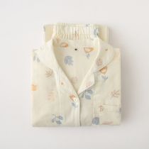 Spring and summer thin pure cotton double-layer gauze womens long-sleeved pajamas set spring and autumn Japanese style small fresh cotton and linen home clothes