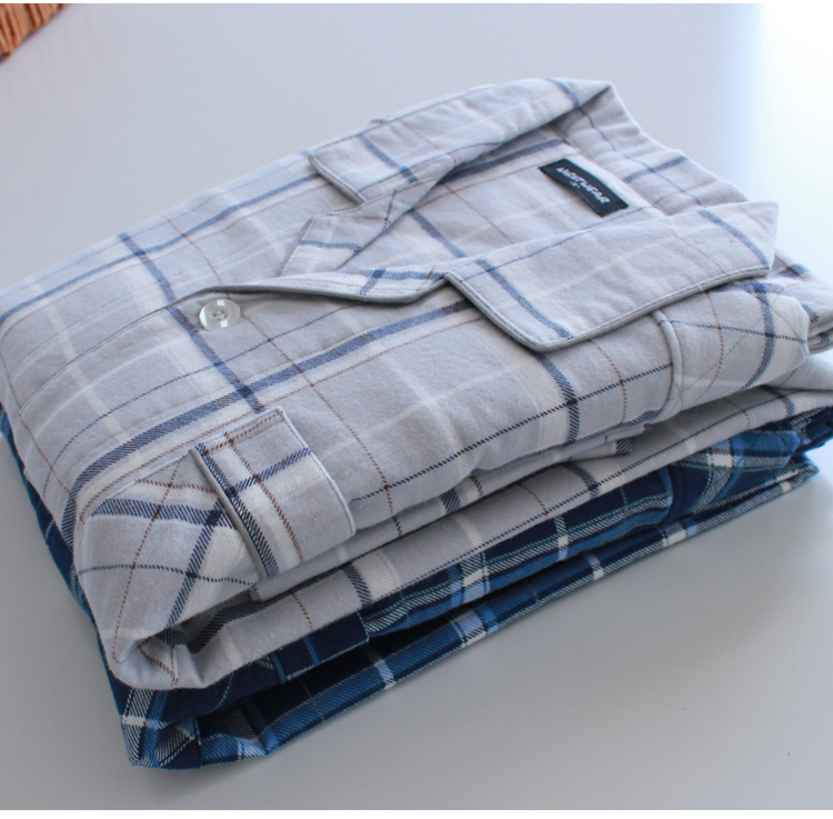 Mùa thu và mùa đông cotton sang trọng cho nam Bộ đồ ngủ kẻ sọc dài tay kẻ sọc cotton phục vụ nhà thường phục bộ đồ mặc nhà