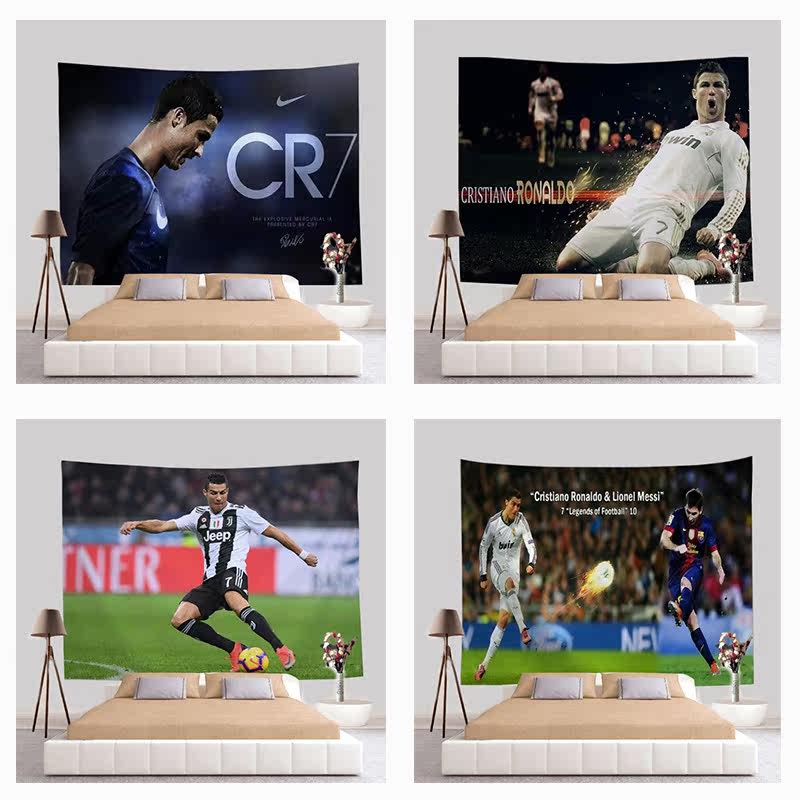 Football star Cristiano Ronaldo hanging cloth boys dormitory room ins background cloth Wall cloth decoration bed head block partition window